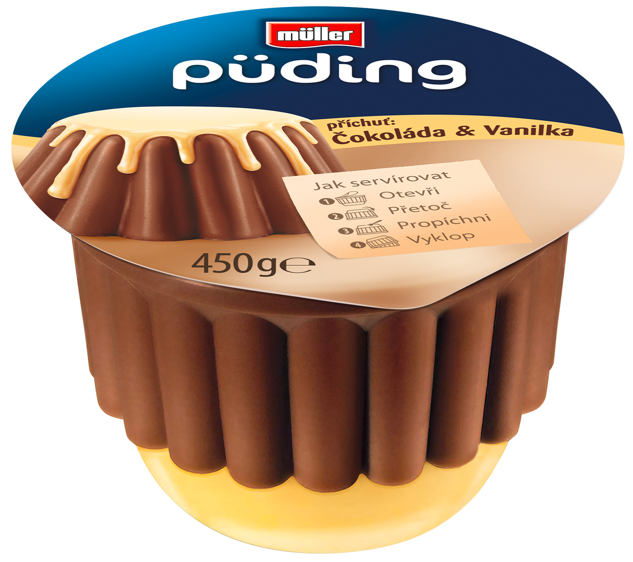 MÜLLER Püding čokoláda vanilka 450 g