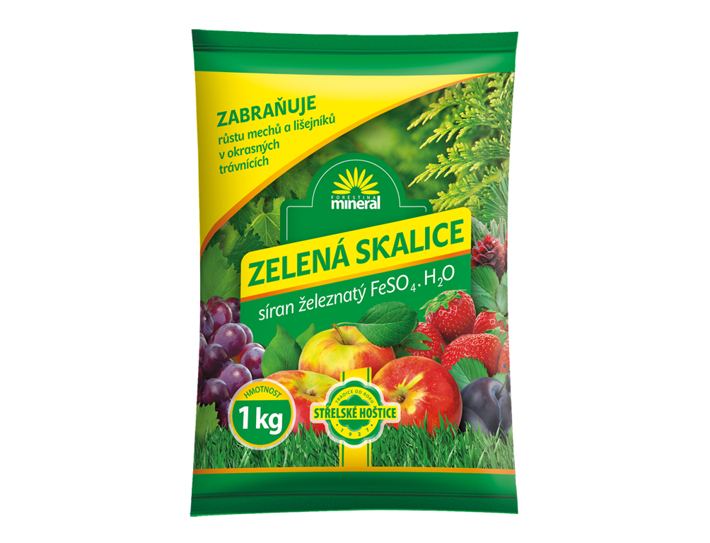 Zelená skalice proti růstu mechu a lišejníku Střelské hoštice 1 kg/FeSO4/FO/S 1 ks