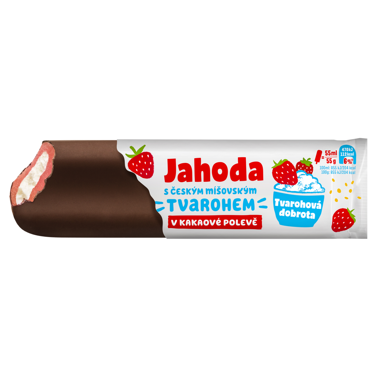 MÍŠA  Jahoda s tvarohem v kakaové polevě mraž. 50 x 55 ml