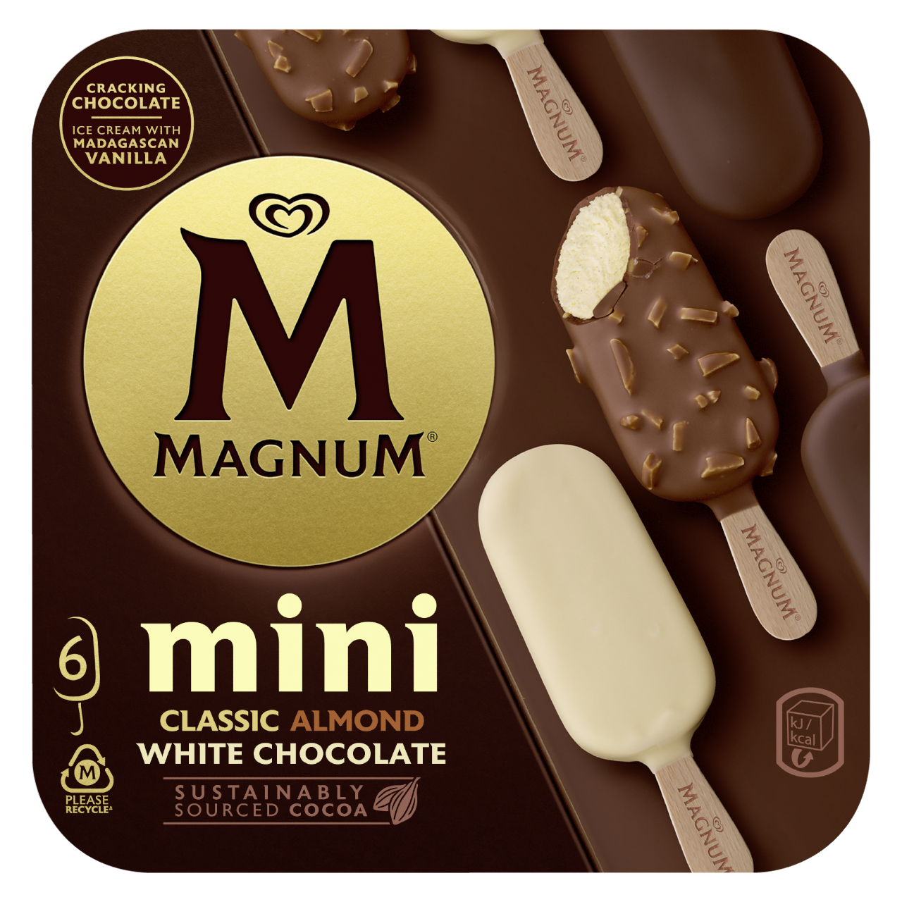 MAGNUM Mini classic/almond/ white chocolate Multipack mraž. 6 x 55 ml