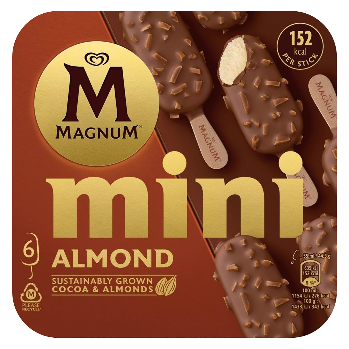 MAGNUM Mini Almond Multipack mraž. 6 x 55 ml