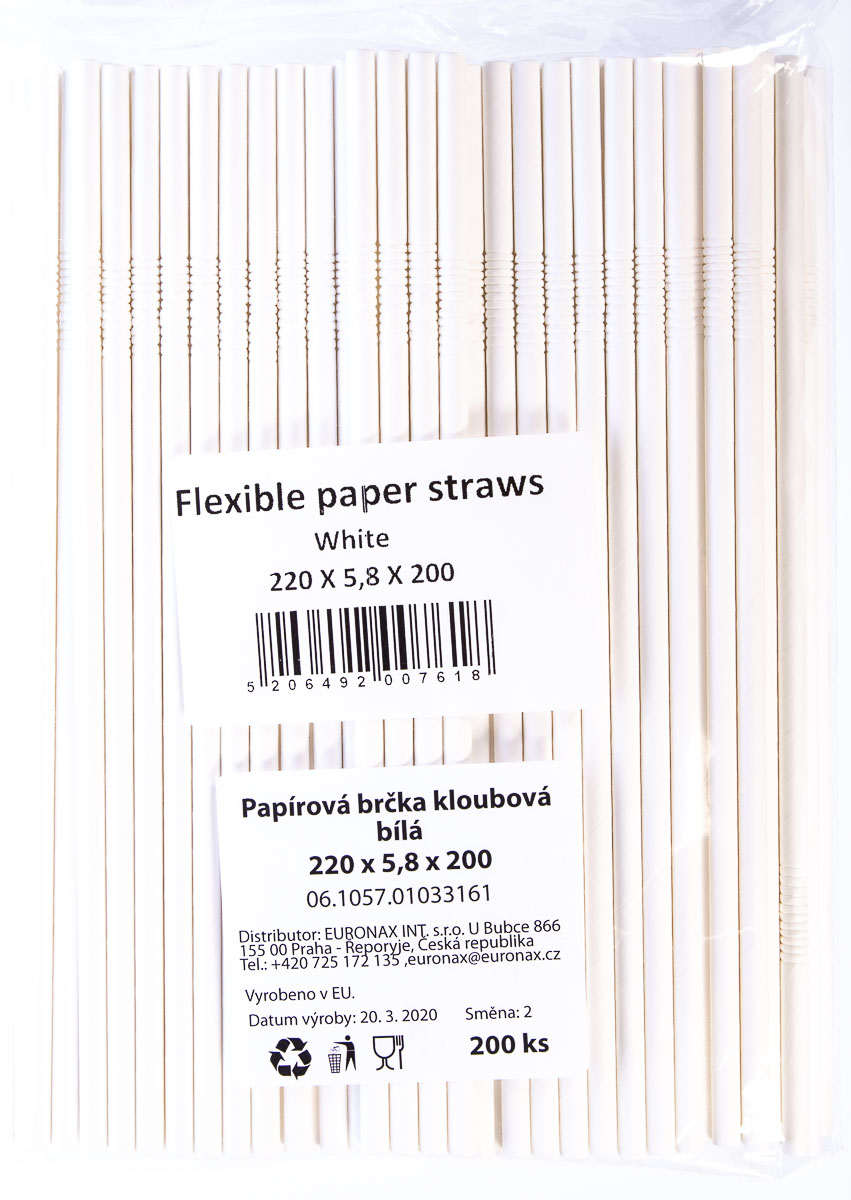 Brčka kloubová papírová bílá 200 ks