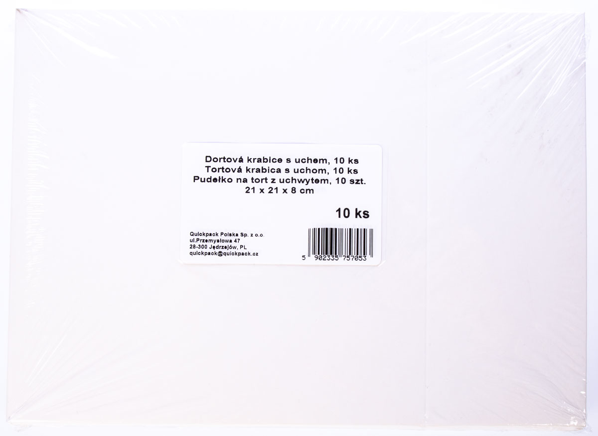 Krabice dortová s uchy 21cm bílá 10 ks