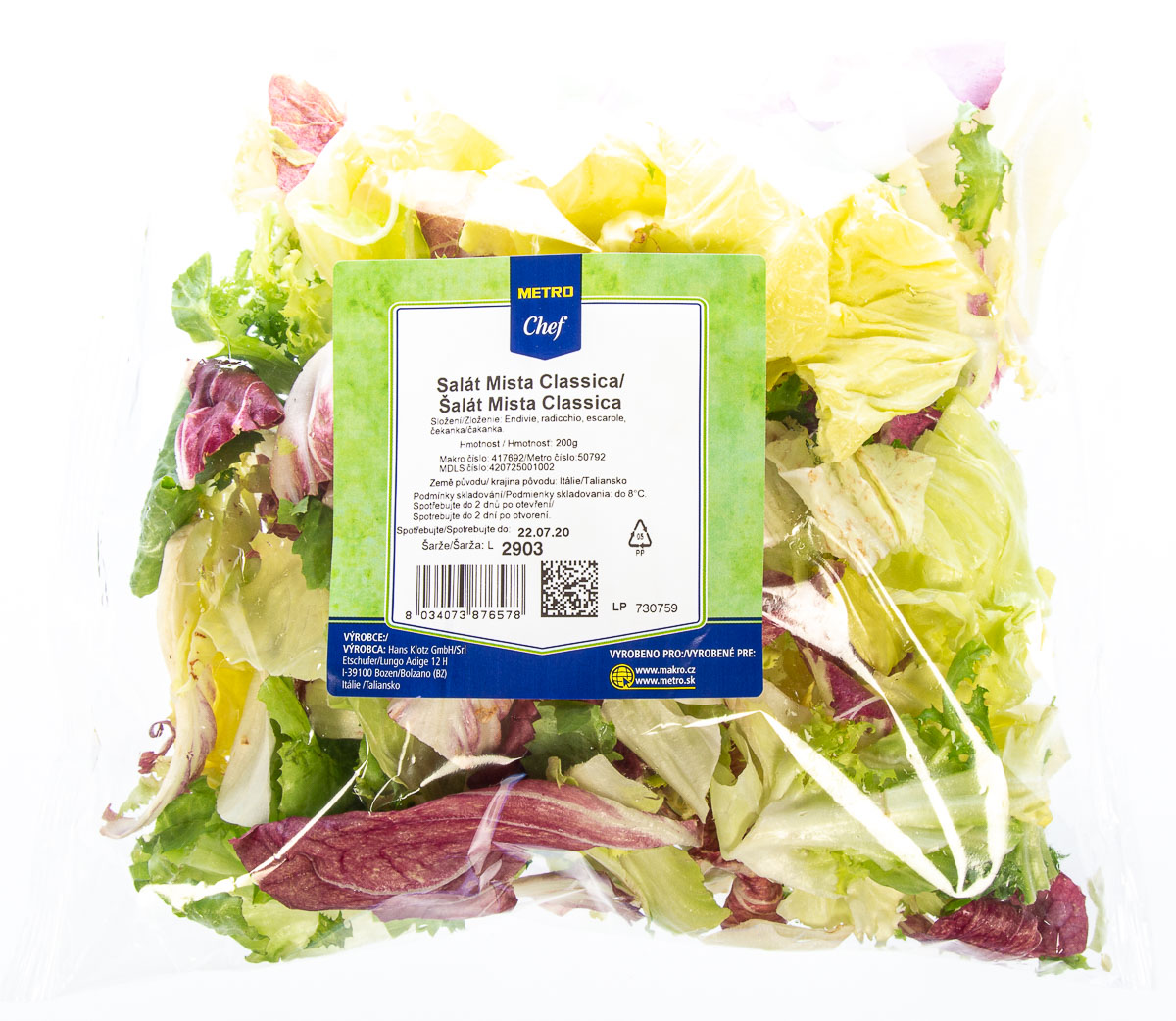 METRO Chef Salát Mista Classica praný čerstvý 200 g