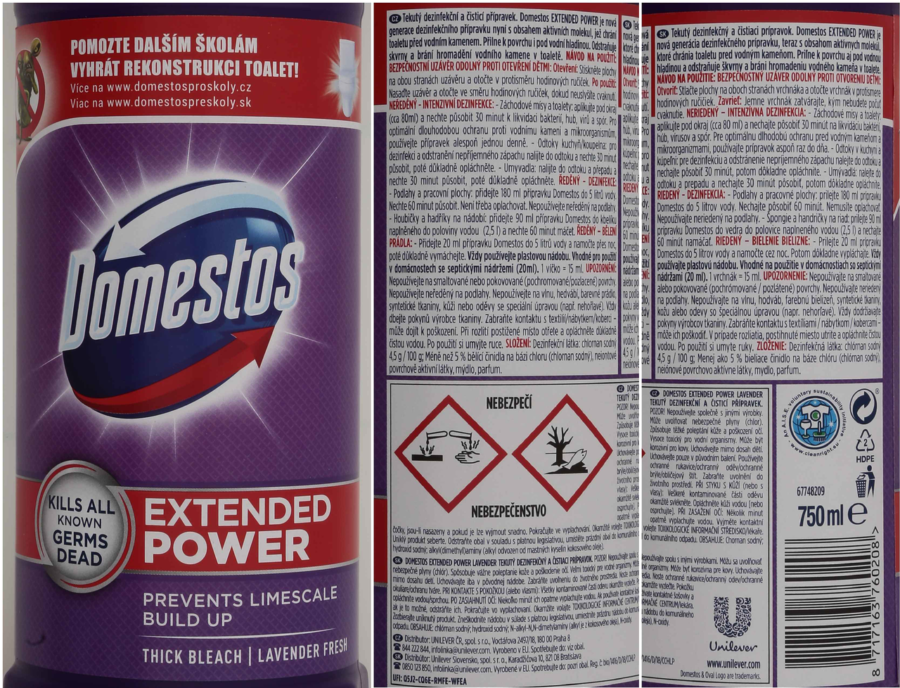 Domestos Extended Power Lavender dezinfekční a čistící přípravek 750 ml