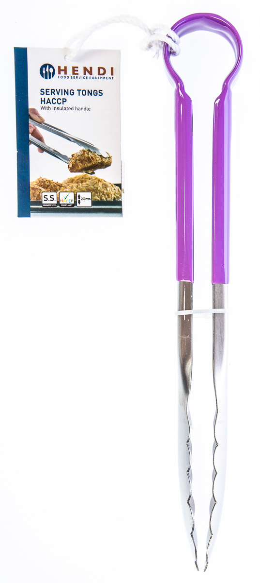 HENDI Kleště HACCP 25 cm nerez PVC fialové 1 ks