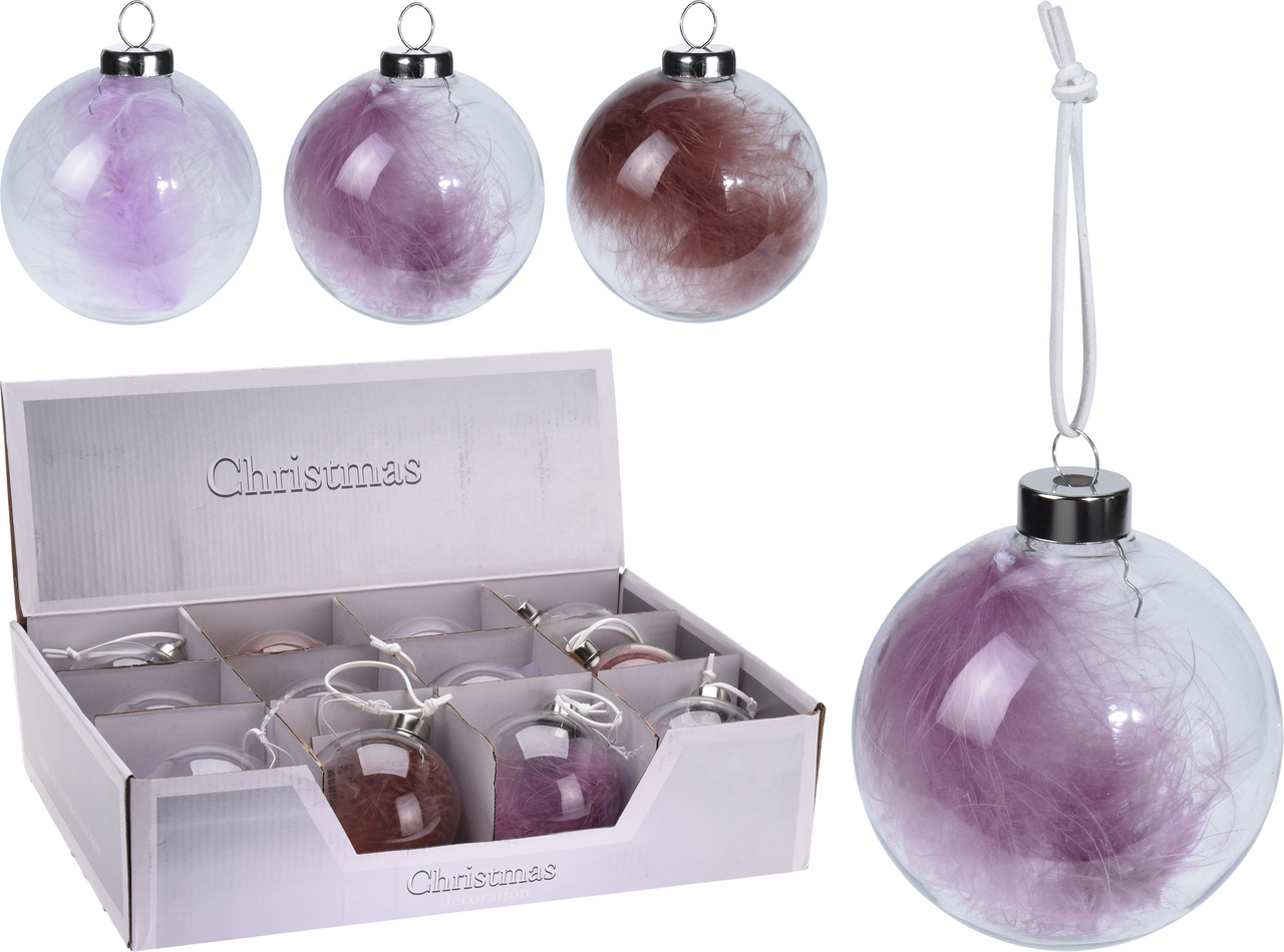 Koule růžové peří 8cm 3ASS 1 ks