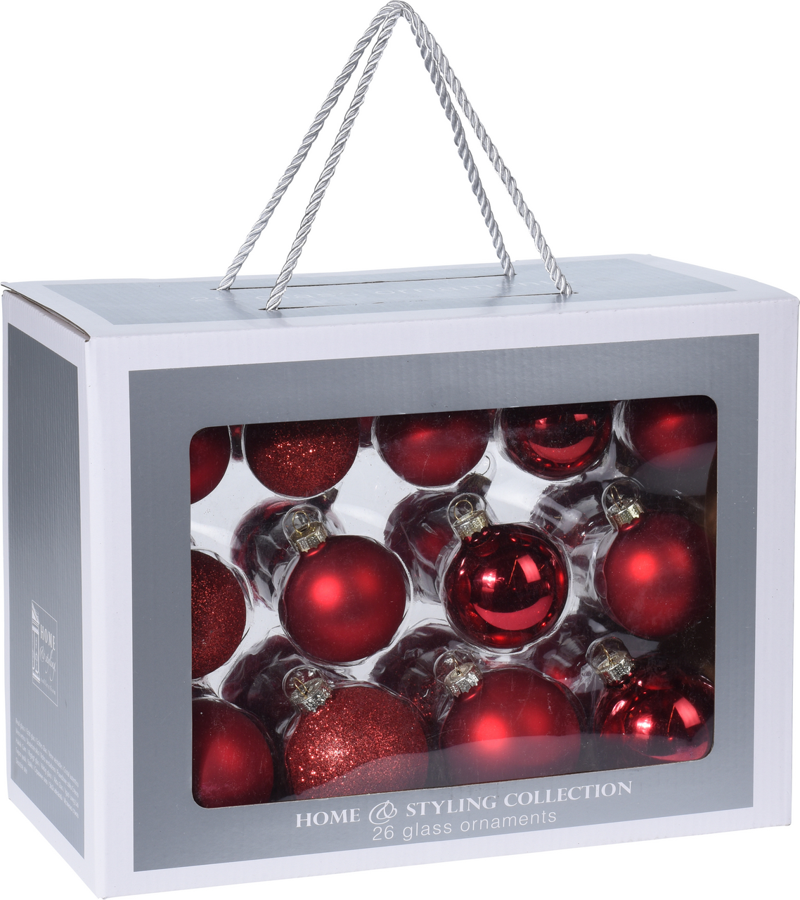 Koule vánoční skleněné červené 26 ks