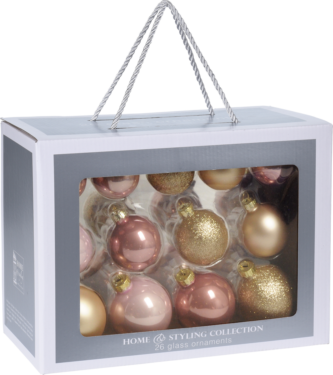 Koule vánoční skleněné růžové 26 ks