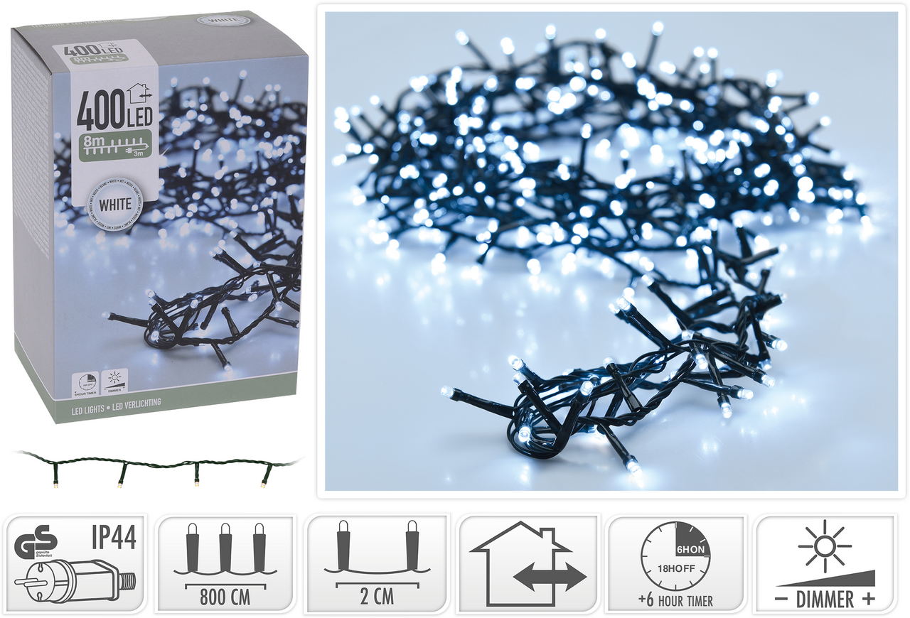 Řetěz světelný 400LED bílé 1 ks