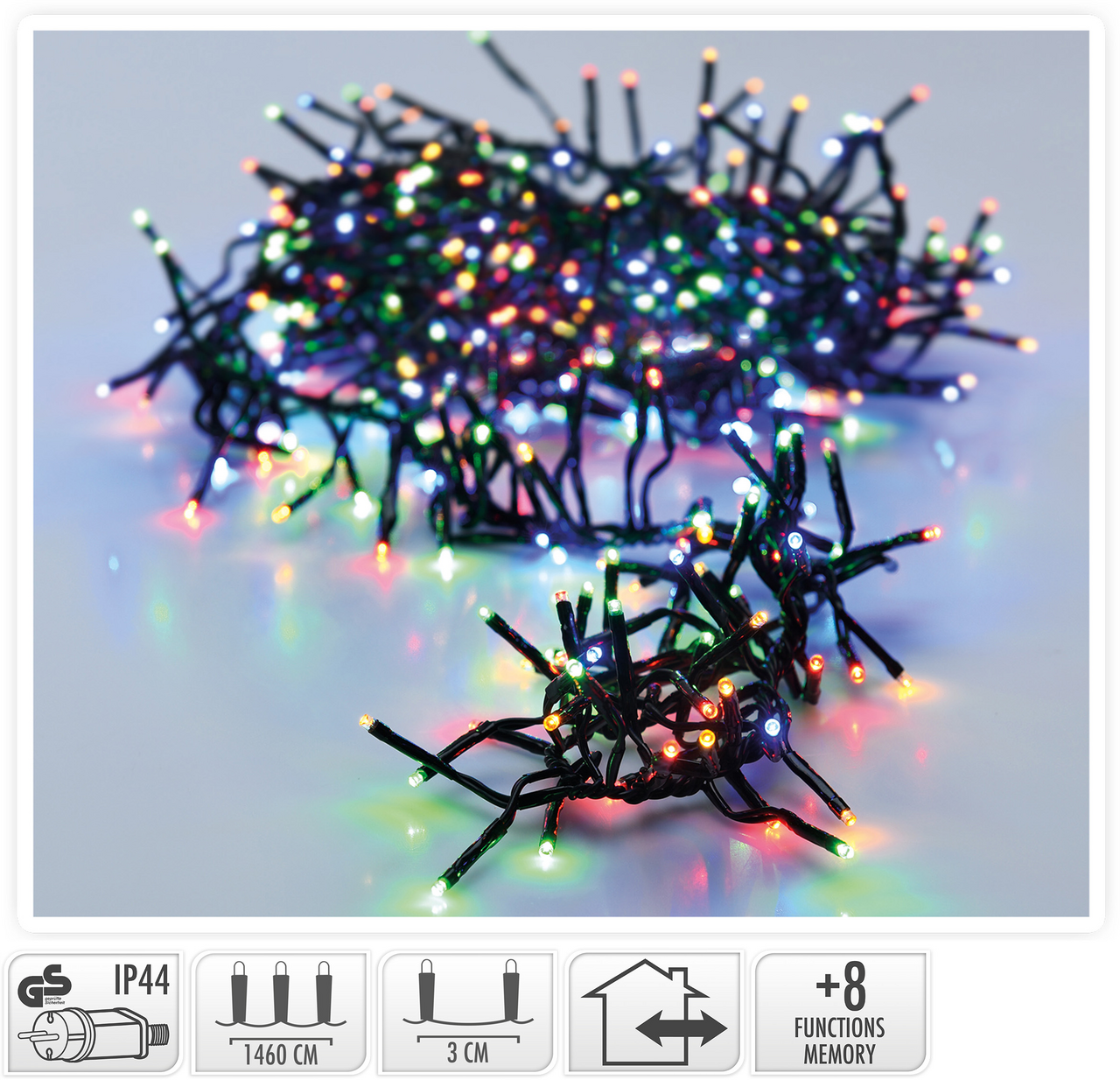 Řetěz světelný - trsy 2016LED barevný 1 ks