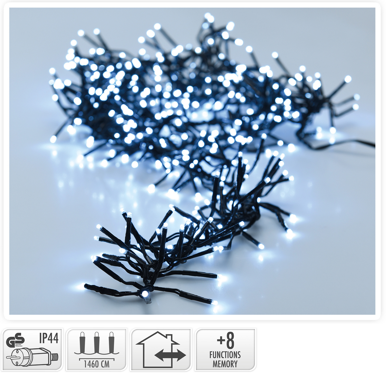 Řetěz světelný - trsy 2016LED bílé 1 ks
