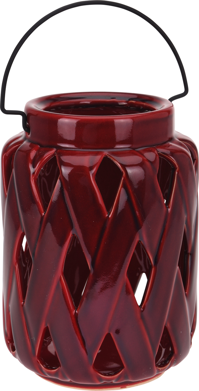 Lucerna červená 23cm keramika 1 ks