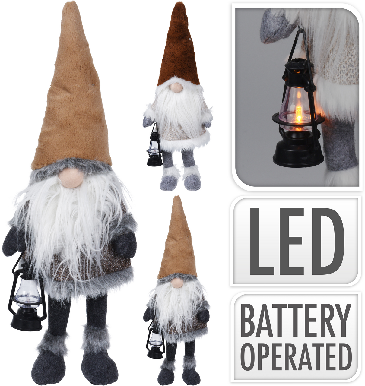 Skřítek LED lucerna 51cm hnědý 1 ks