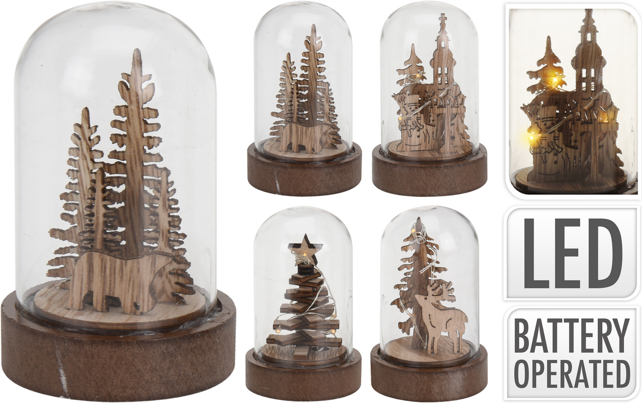 Stromek dřevo poklop LED žlutá 1 ks