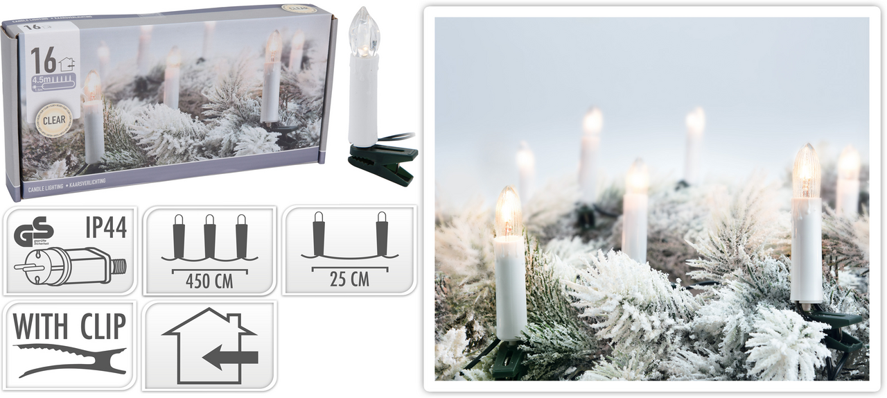 Svíčky elektrické na stromek 16 x čiré 1 ks