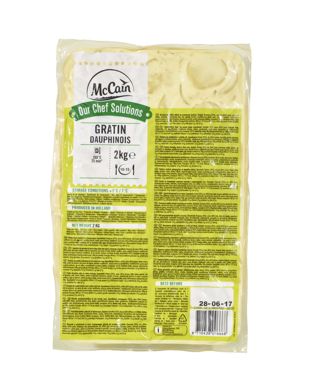 Brambory předvařené gratinované NL chlaz. 2 kg