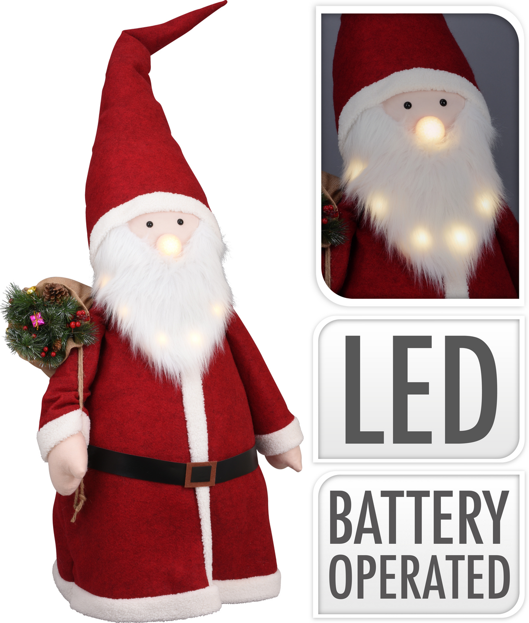 Santa textilní hudba LED 165 cm 1 ks