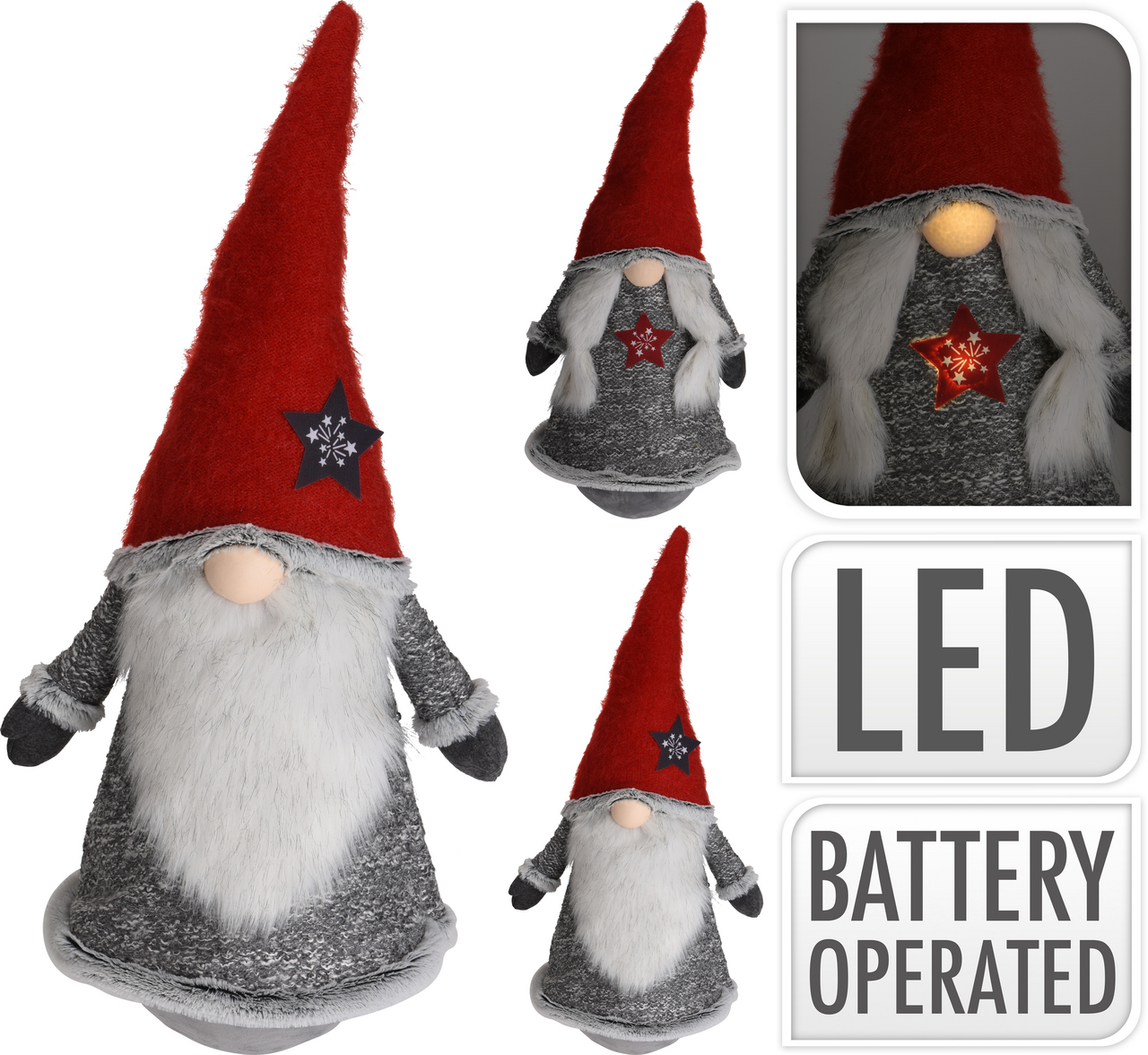 Skřítek LED nos 84cm červený 1 ks