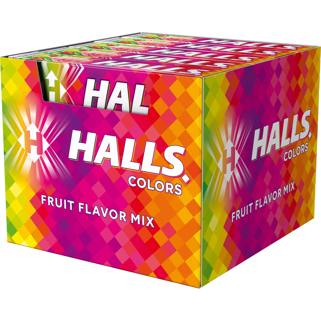 HALLS Colors Fruit Flavour Mix Bonbóny s ovocnou příchutí 20 x 33,5 g