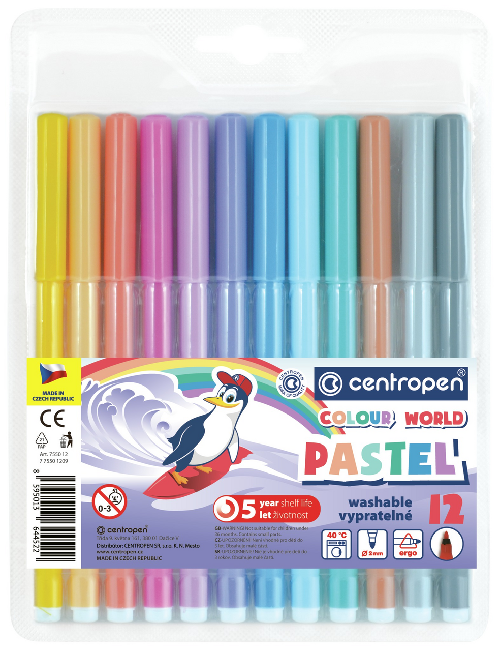 centropen Fixy 7550 pastel 12 ks