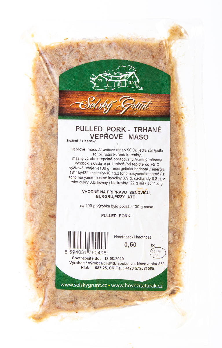 SELSKÝ GRUNT Trhané maso vepřové Sous-vide chlaz. 500 g