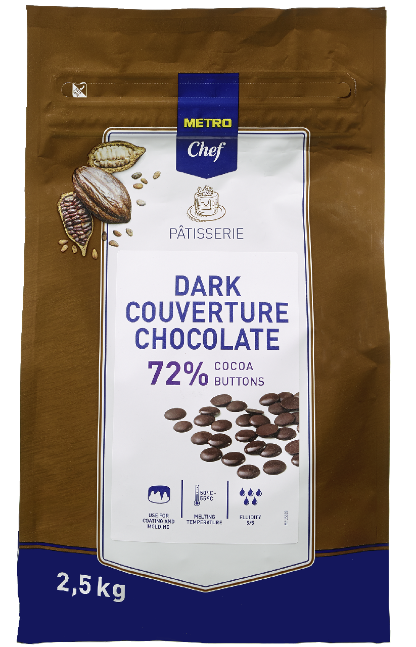 METRO Chef Čokoládové čočky hořká čokoláda 72% 2,5 kg