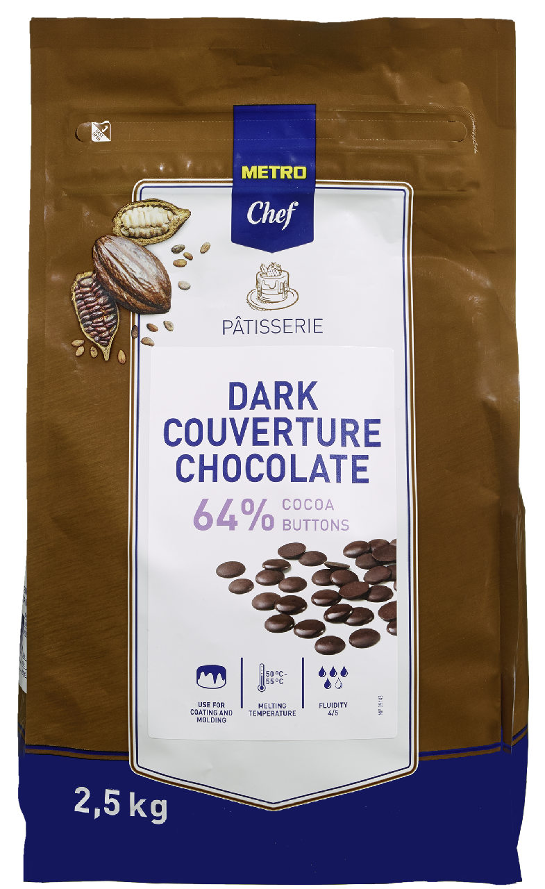 METRO Chef Čokoládové čočky hořká čokoláda 64% 2,5 kg
