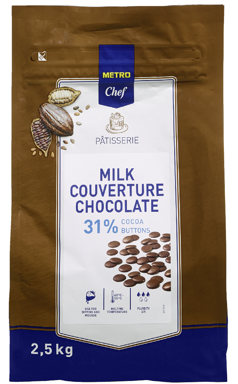 METRO Chef Čokoládové čočky mléčná čokoláda 31% 2,5 kg