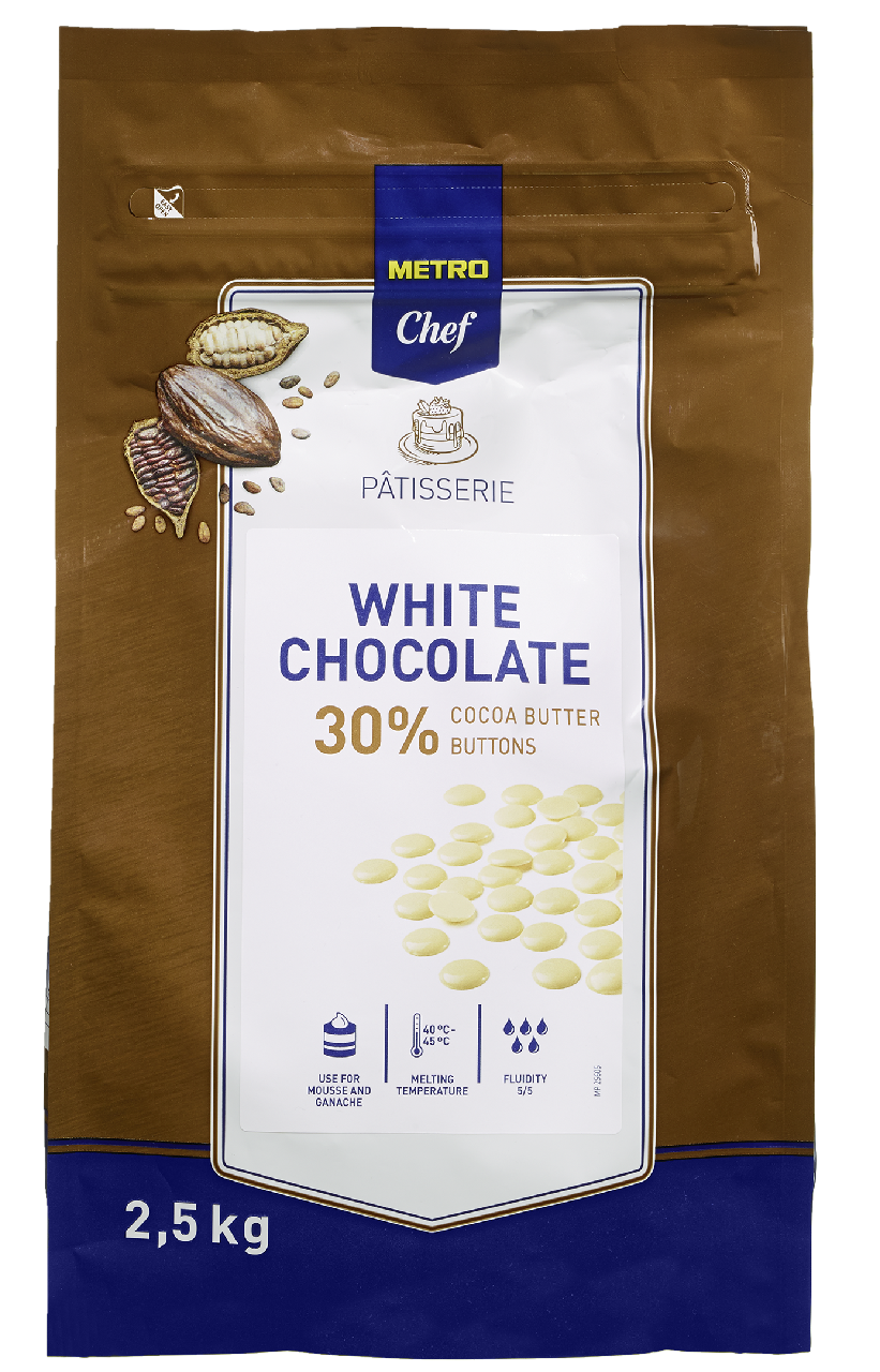 METRO Chef Čokoládové čočky bílá čokoláda 30% 2,5 kg