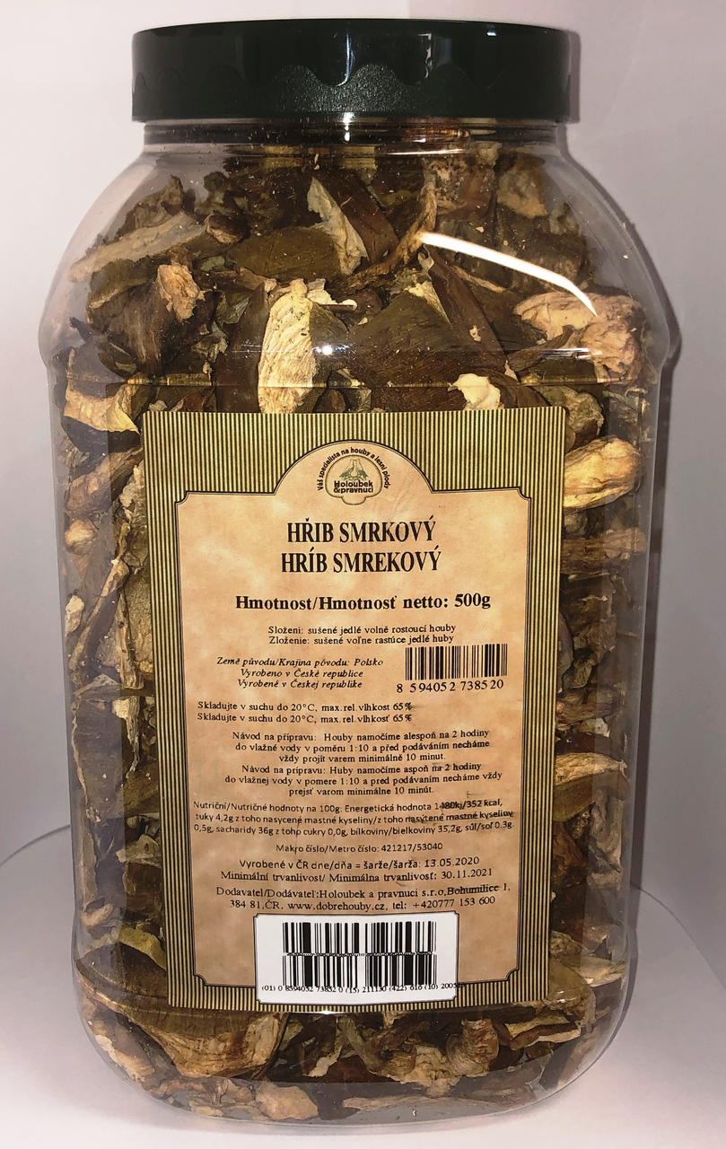 HOLOUBEK A PRAVNUCI Hřib smrkový sušený CZ 500 g dóza