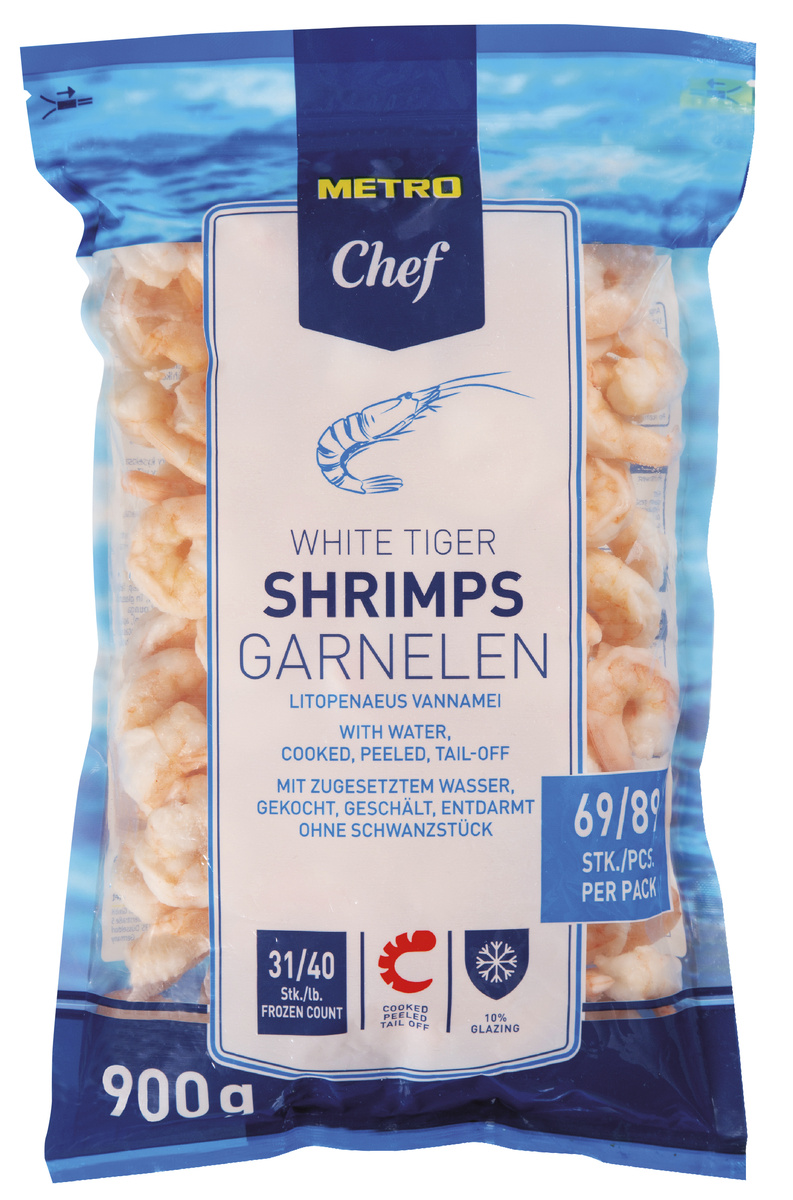 METRO Chef Krevety C VN loupané bez střívka 31/40 mraž. 900 g