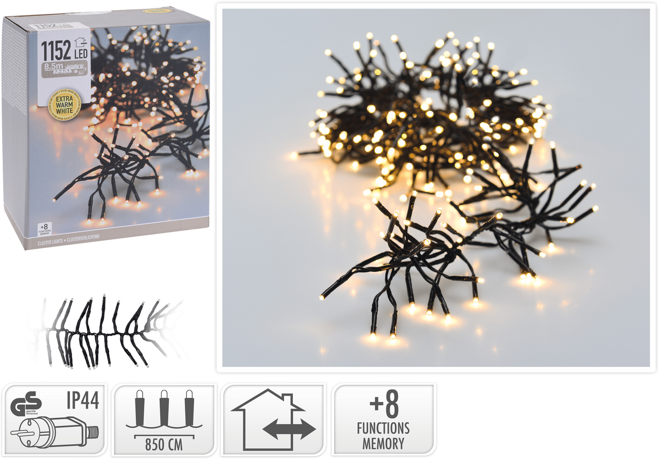 Koopman Řetěz světelný - trsy 1152LED extra žlutá 1 ks