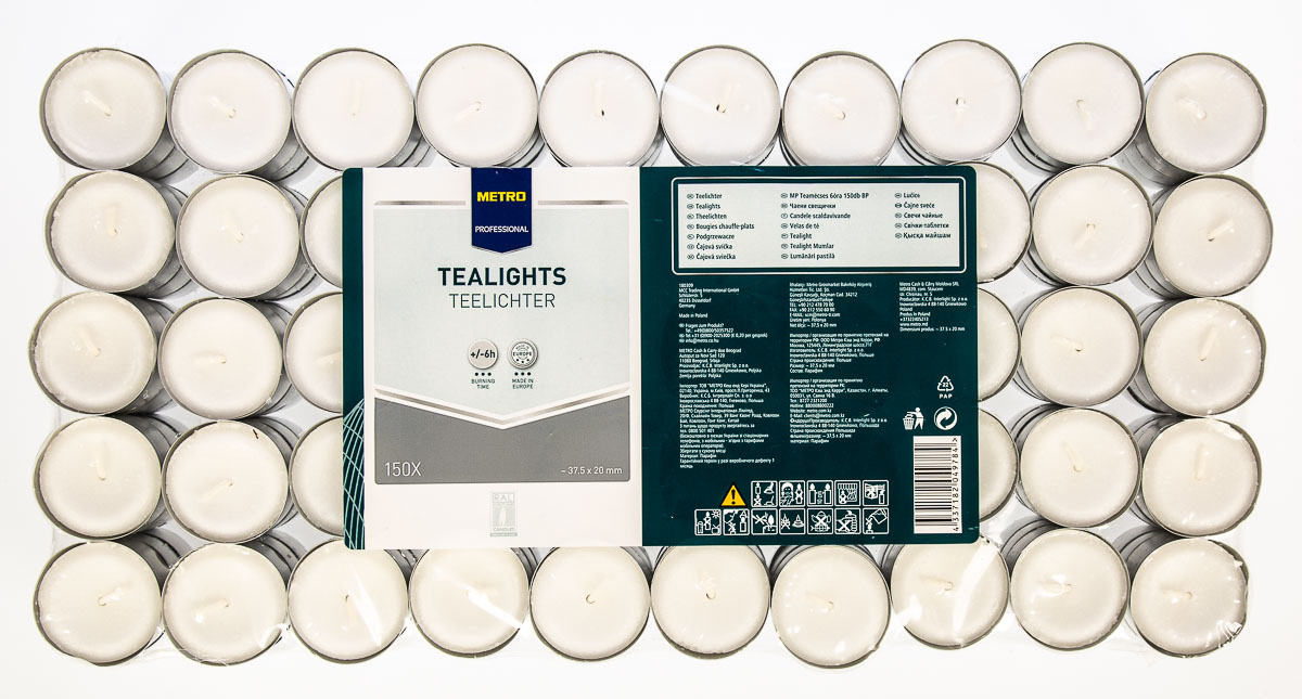 METRO PROFESSIONAL Svíčky čajové 6 hod. 150 ks