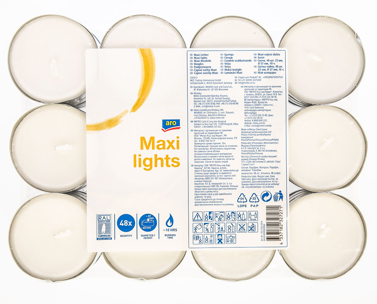 aro Maxi Svíčky čajové 10 hod. 48 ks