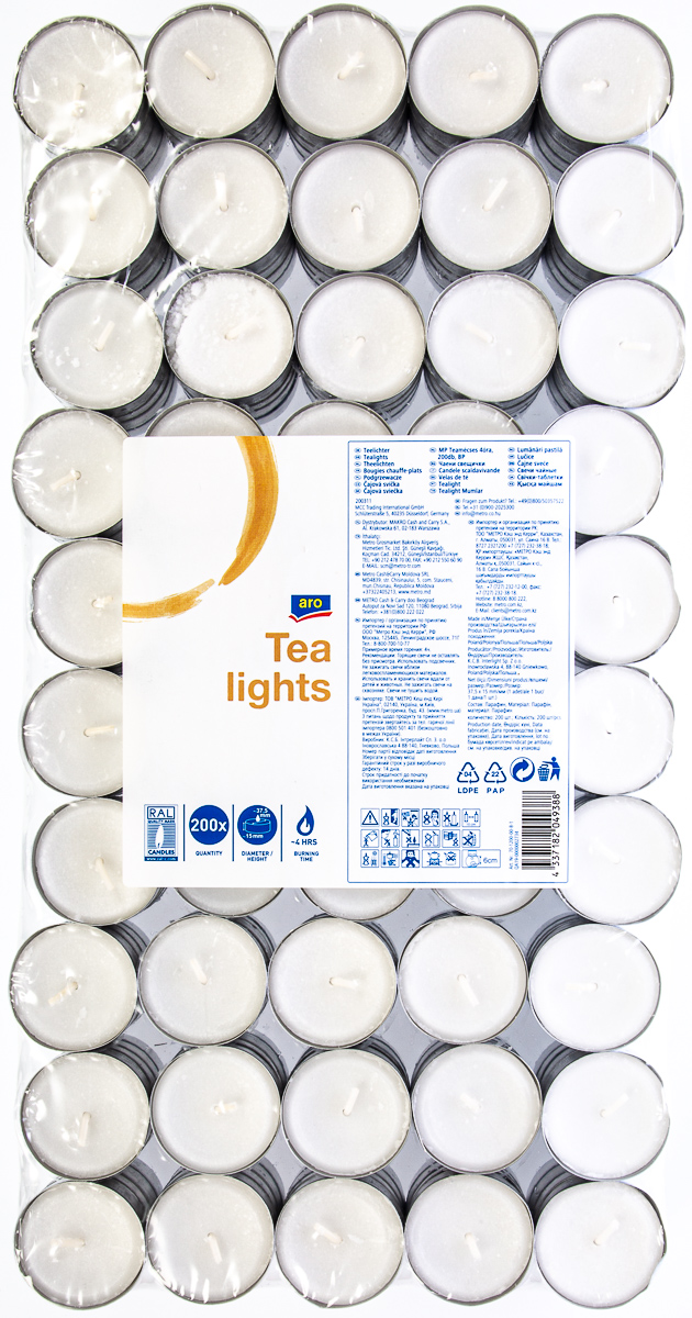 aro Svíčky čajové 4 hod. 200 ks