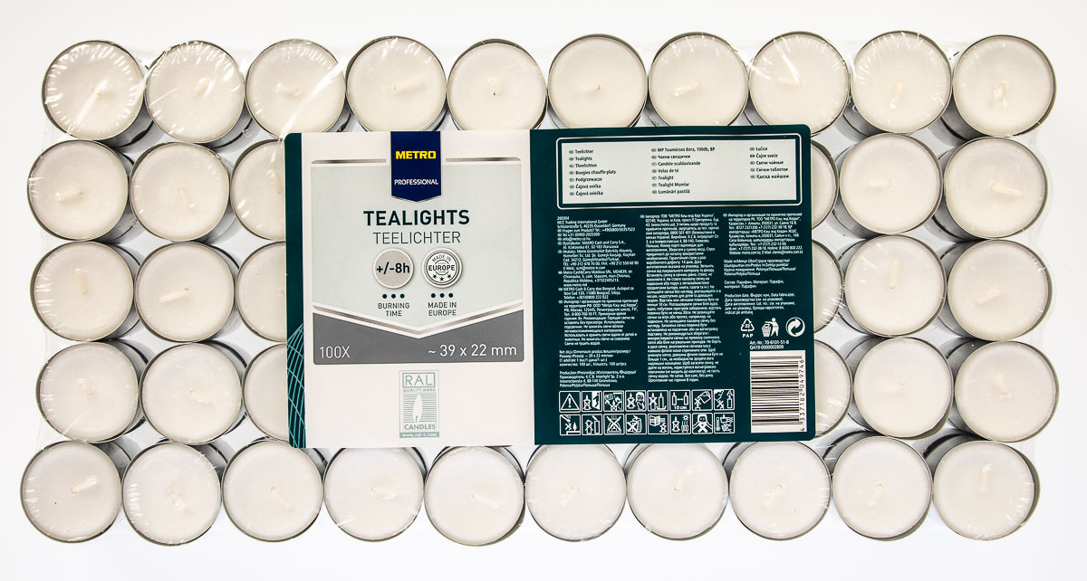 METRO PROFESSIONAL Svíčky čajové 8 hod. 100 ks