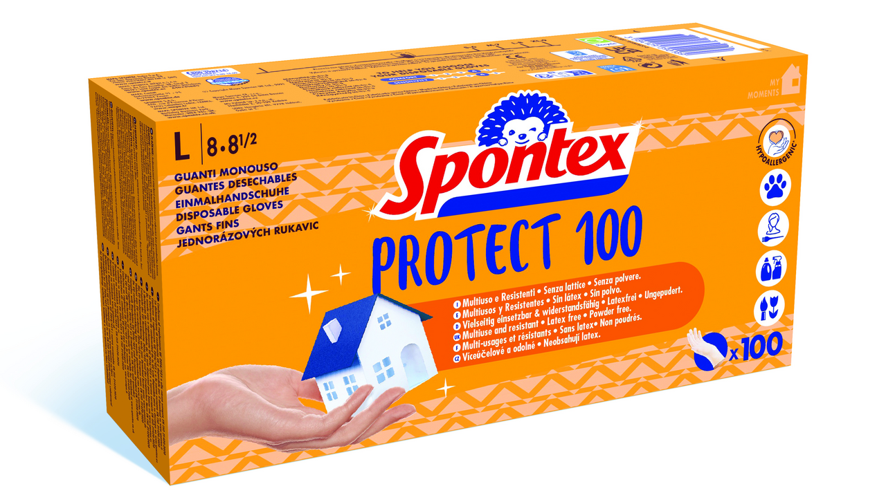 Spontex Protect Rukavice vinyl vel. L 100 ks