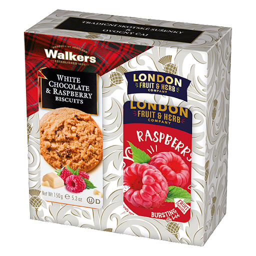 LONDON Čaj malina + sušenky 1 ks