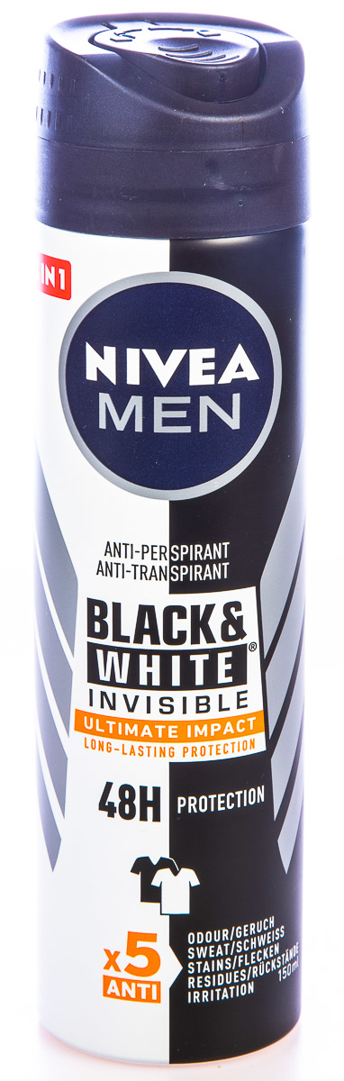 NIVEA Men Black & White Invisible Ultimate Impact Sprej antiperspirant 150 ml