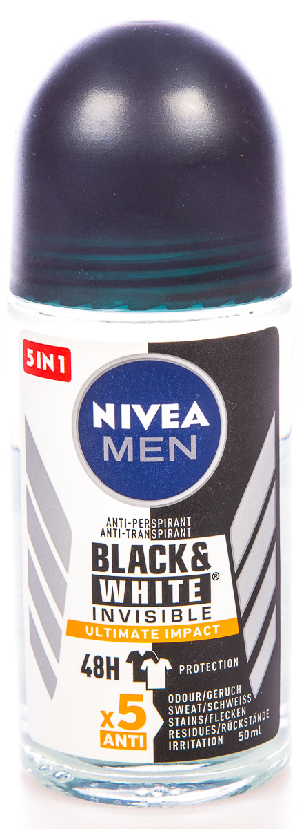 NIVEA Men Black & White Invisible Ultimate Impact Kuličkový antiperspirant 50 ml