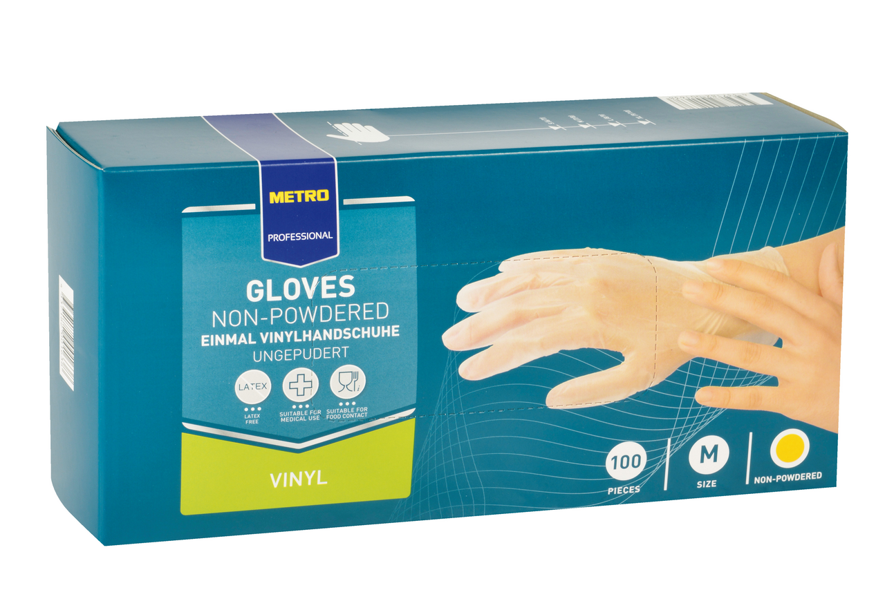 METRO PROFESSIONAL Rukavice transparentní vinylové nepudr. M 100 ks