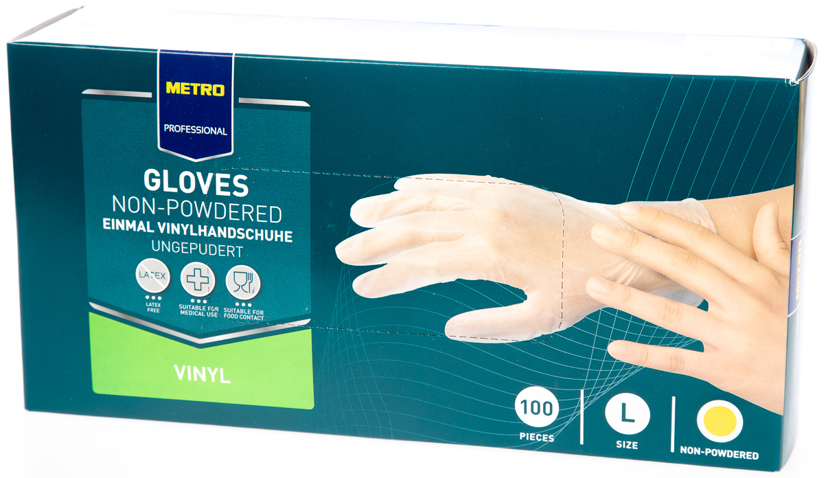 METRO PROFESSIONAL Rukavice transparentní vinylové nepudr. L 100 ks
