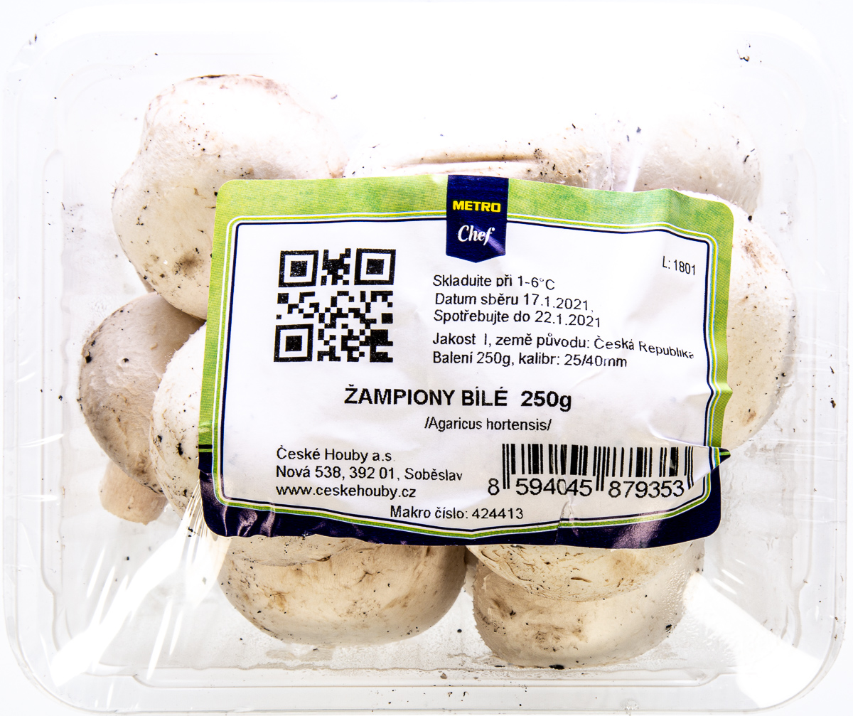 METRO Chef Žampiony bílé 25/50 I. CZ čerstvé 250 g