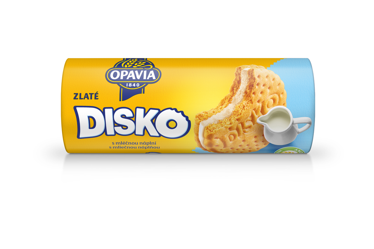 OPAVIA Zlaté Disko sušenky s mléčnou náplní 18 x 169 g