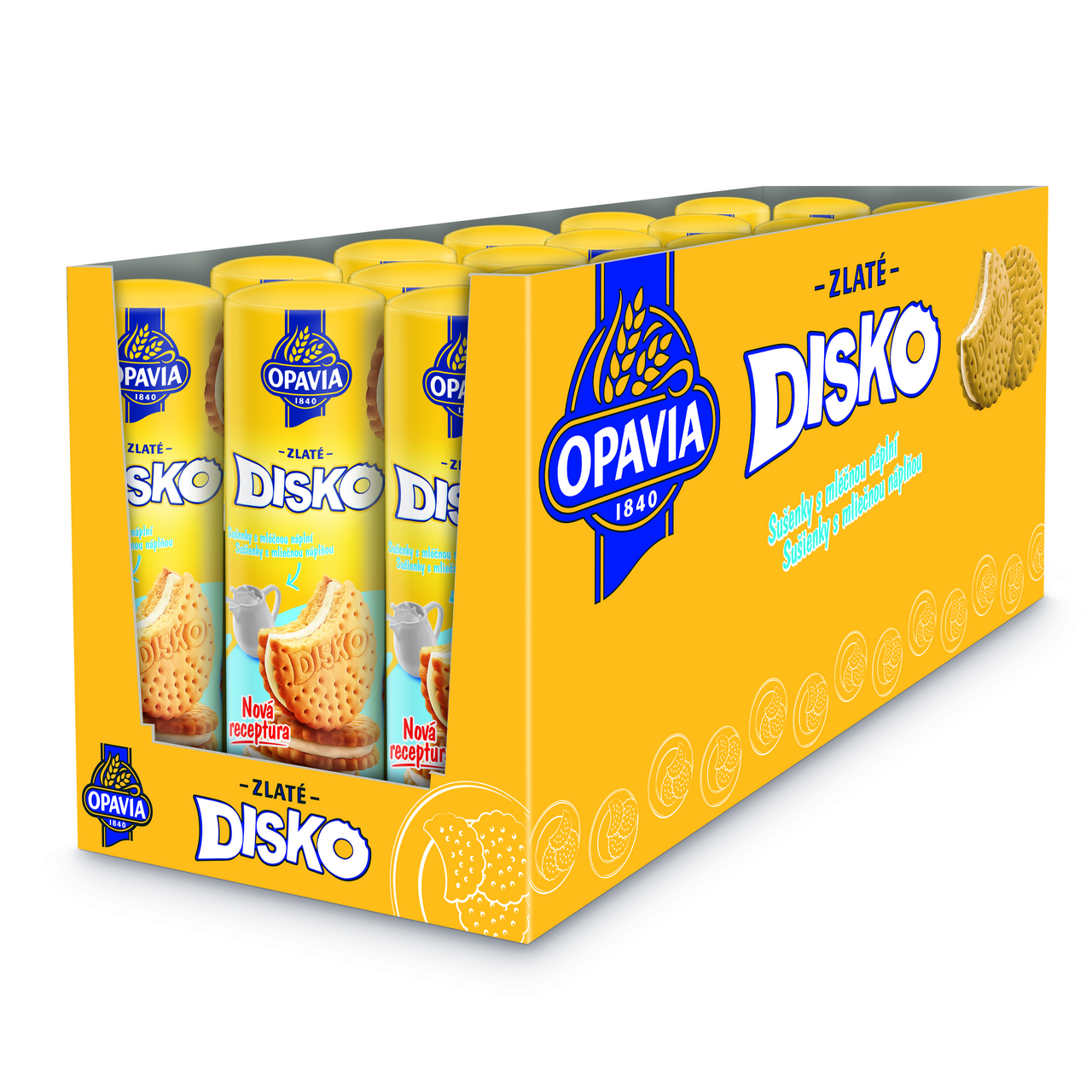 OPAVIA Zlaté Disko sušenky s mléčnou náplní 18 x 169 g