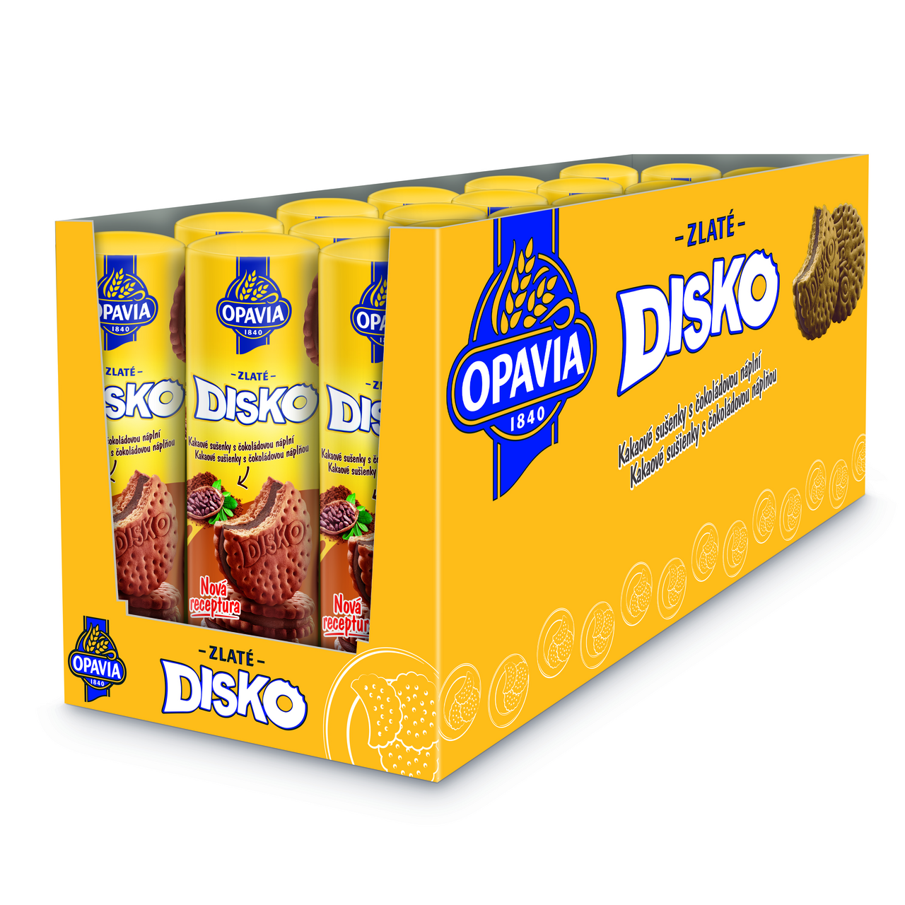 OPAVIA Zlaté Disko kakaové sušenky čokoládová náplň 18 x 169 g
