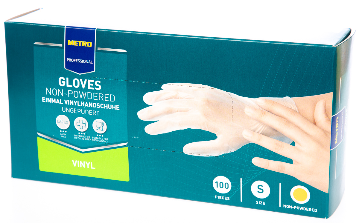 METRO PROFESSIONAL Rukavice vinylové transparentní nepudr. S 100 ks