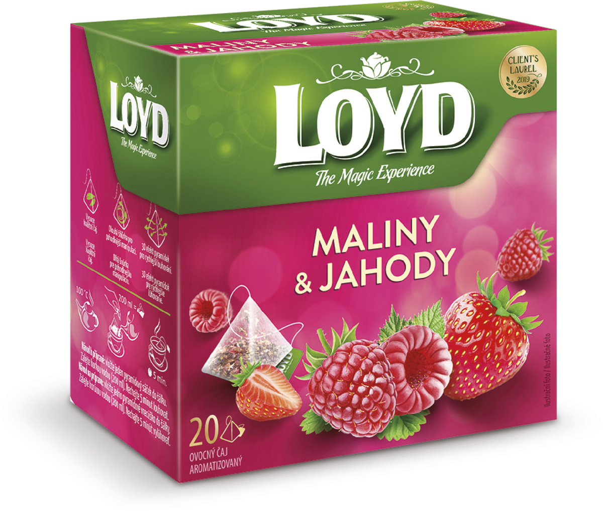 LOYD Čaj pyramida maliny a jahody 20 x 2 g