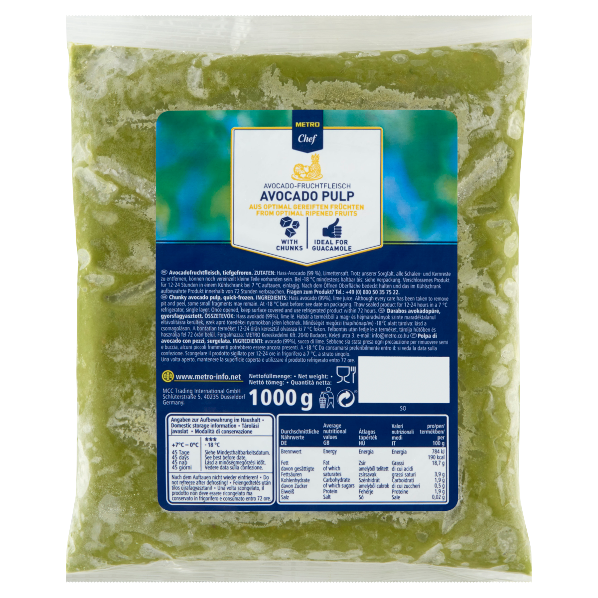 METRO Chef Avokádová dužina mraž. 1 kg